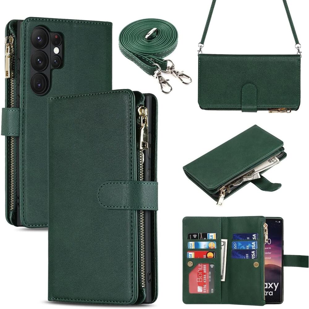 Samsung Galaxy S23 Ultra Wallet Case with Card Holder, Kickstand Feature PU Leat